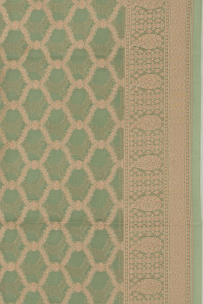 Organza Brocade Green Saree