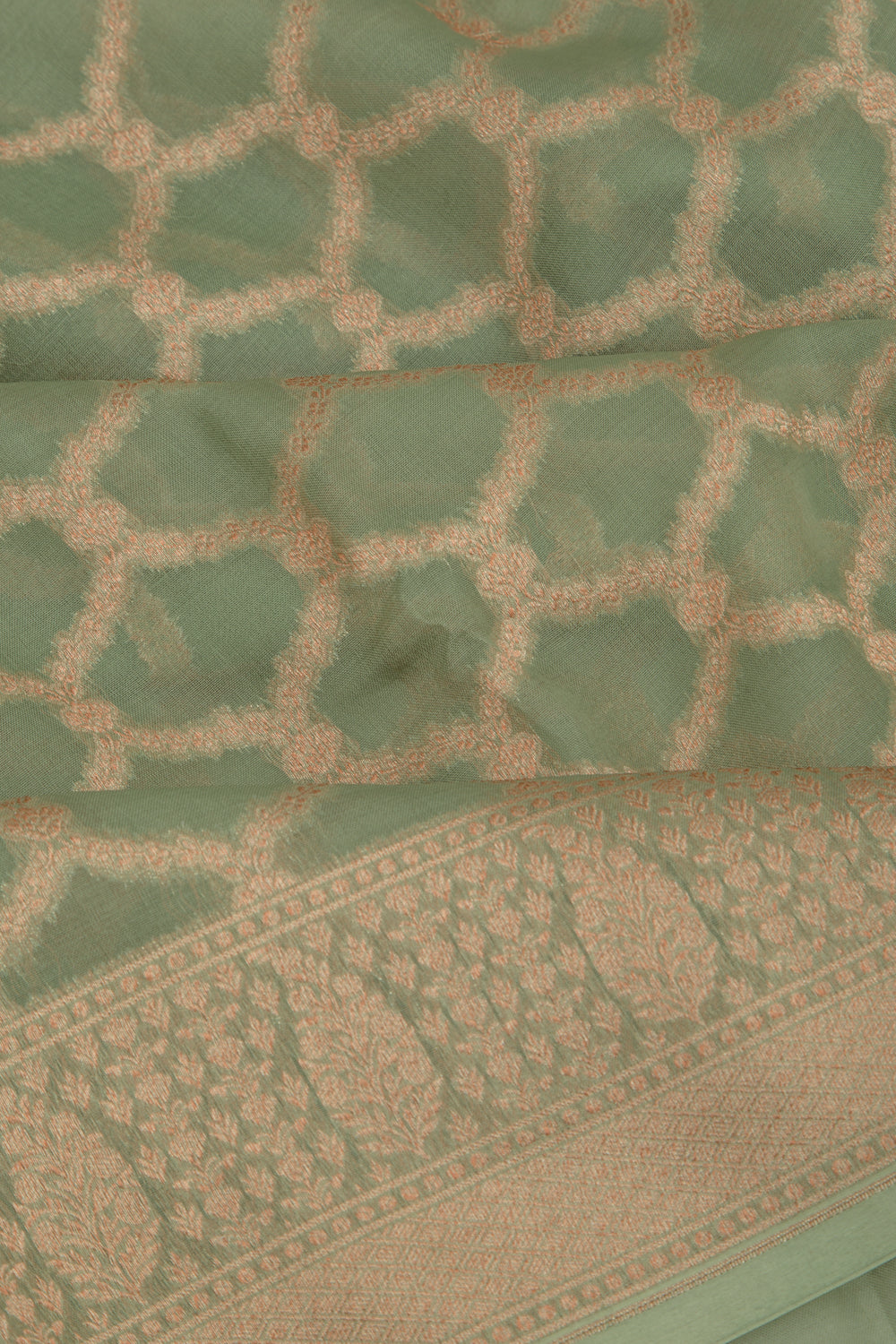 Organza Brocade Green Saree