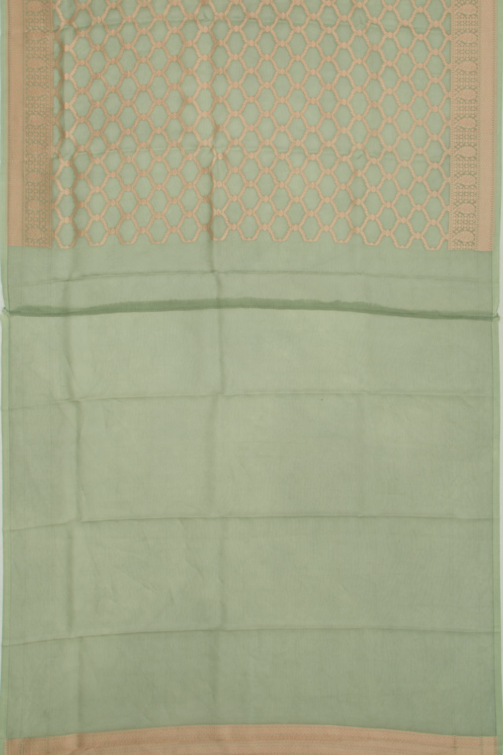 Organza Brocade Green Saree