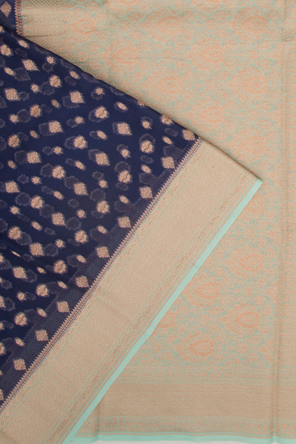 Organza Butta Dark Blue Saree
