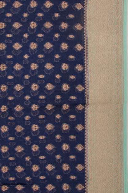 Organza Butta Dark Blue Saree