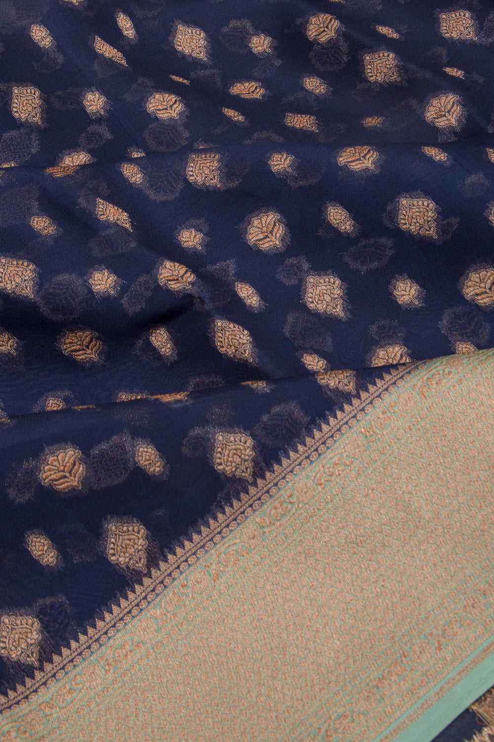 Organza Butta Dark Blue Saree