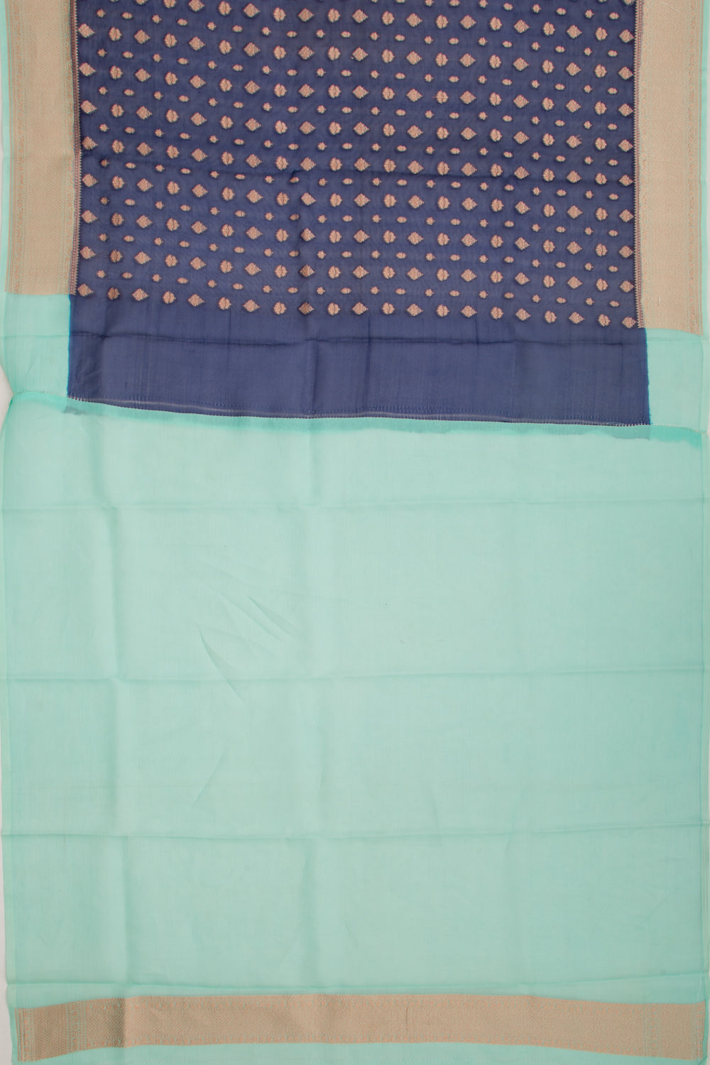 Organza Butta Dark Blue Saree