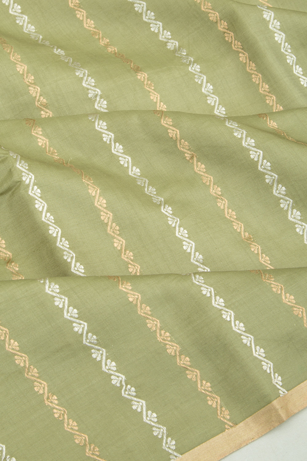 Tussar Brocade Sage Green Saree