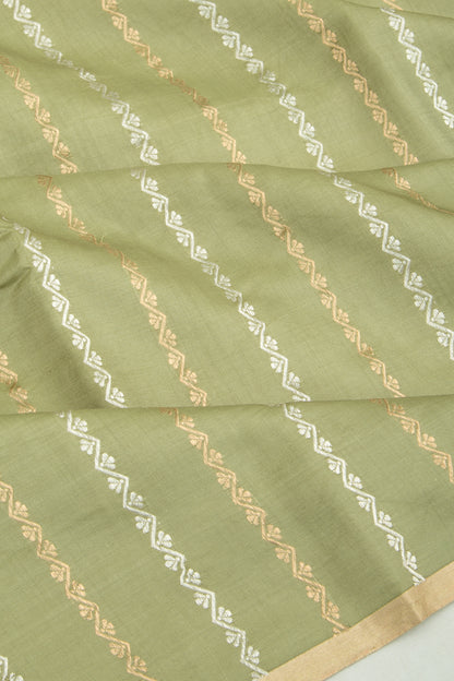 Tussar Brocade Sage Green Saree