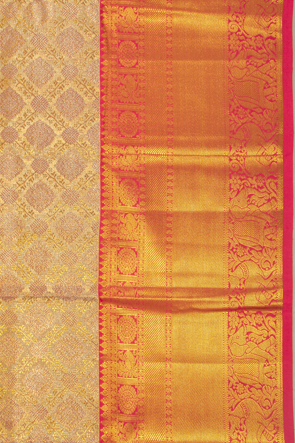 Taranga Kanchi Silk Tissue Brocade Gold Saree