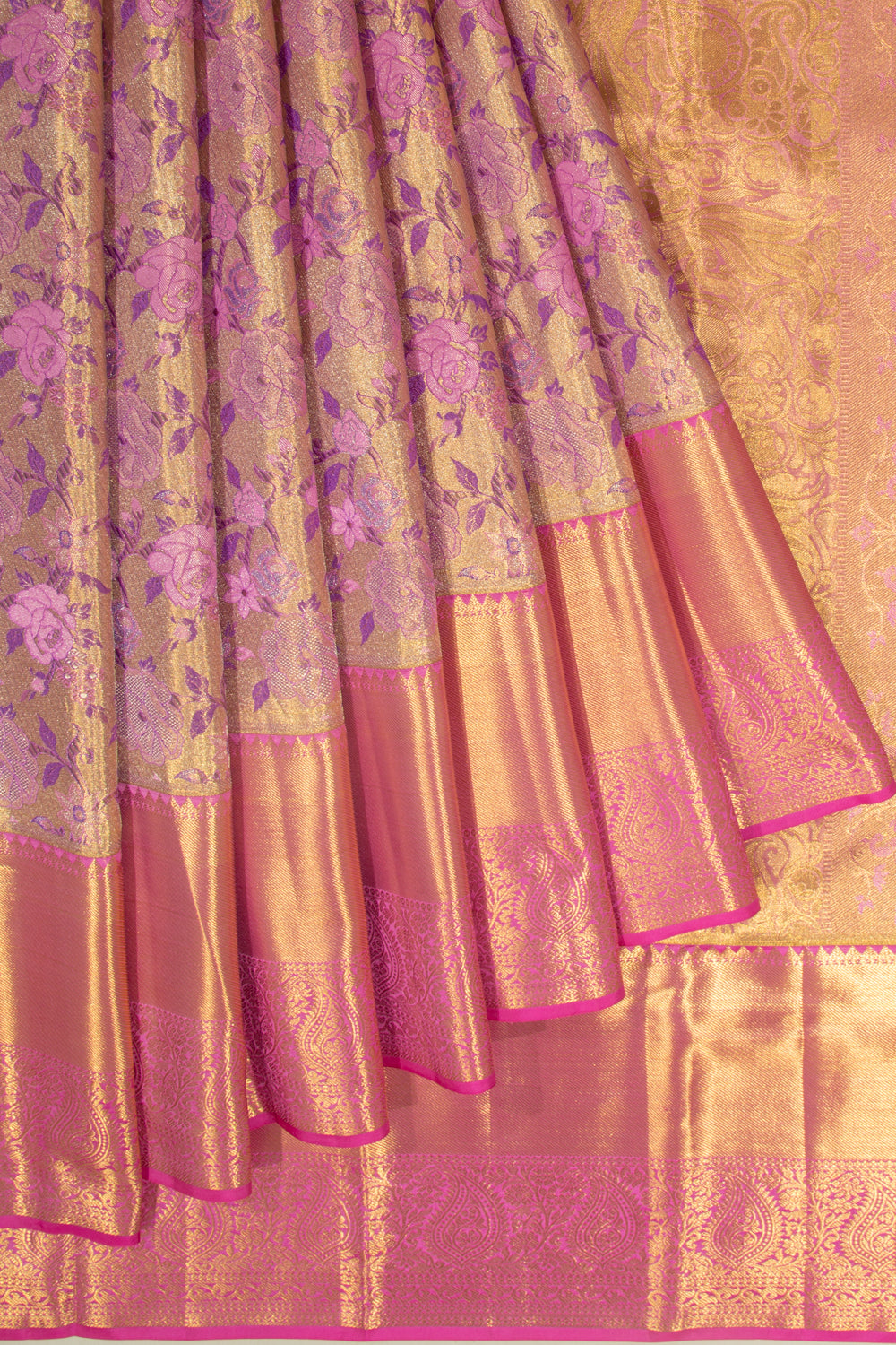 Taranga Kanchi Silk Tissue Brocade Gold Saree