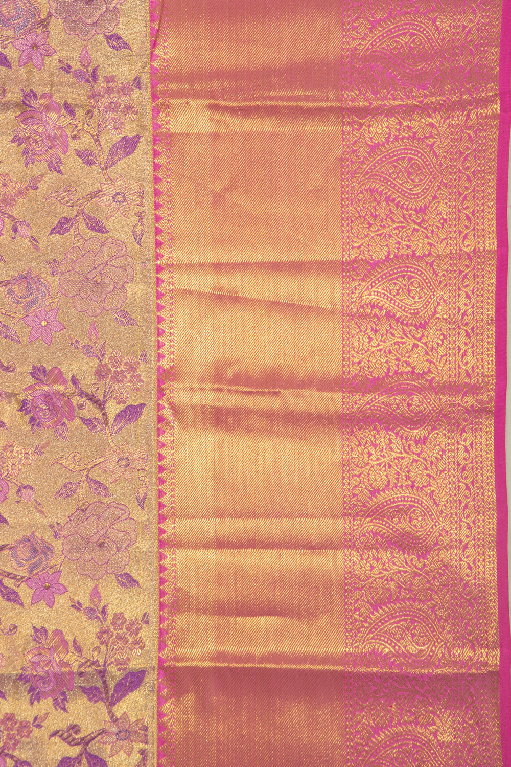 Taranga Kanchi Silk Tissue Brocade Gold Saree