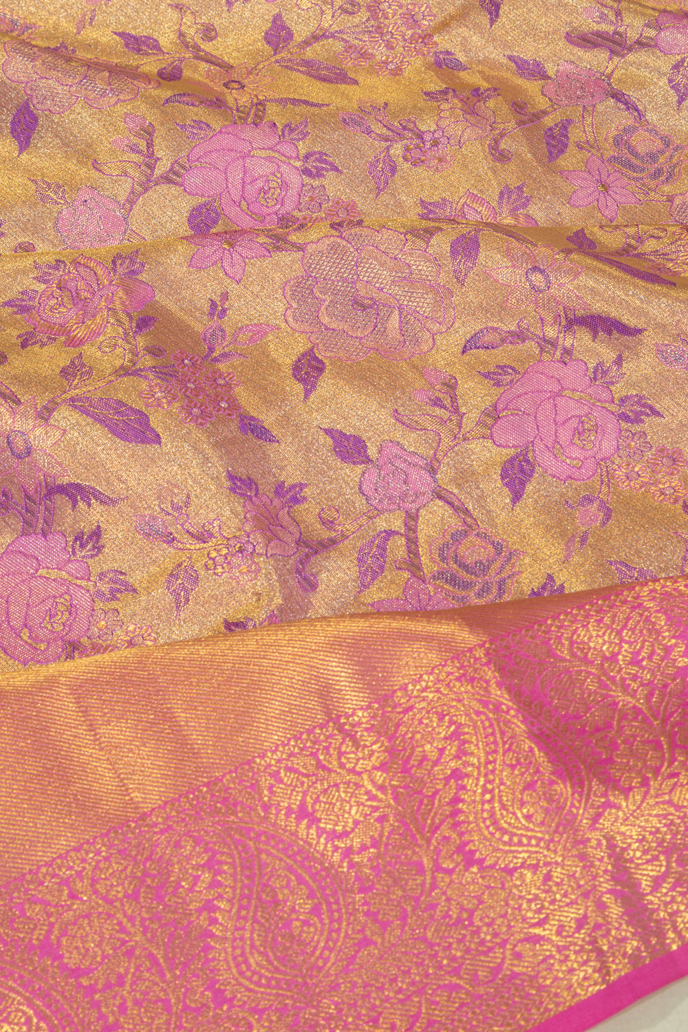 Taranga Kanchi Silk Tissue Brocade Gold Saree