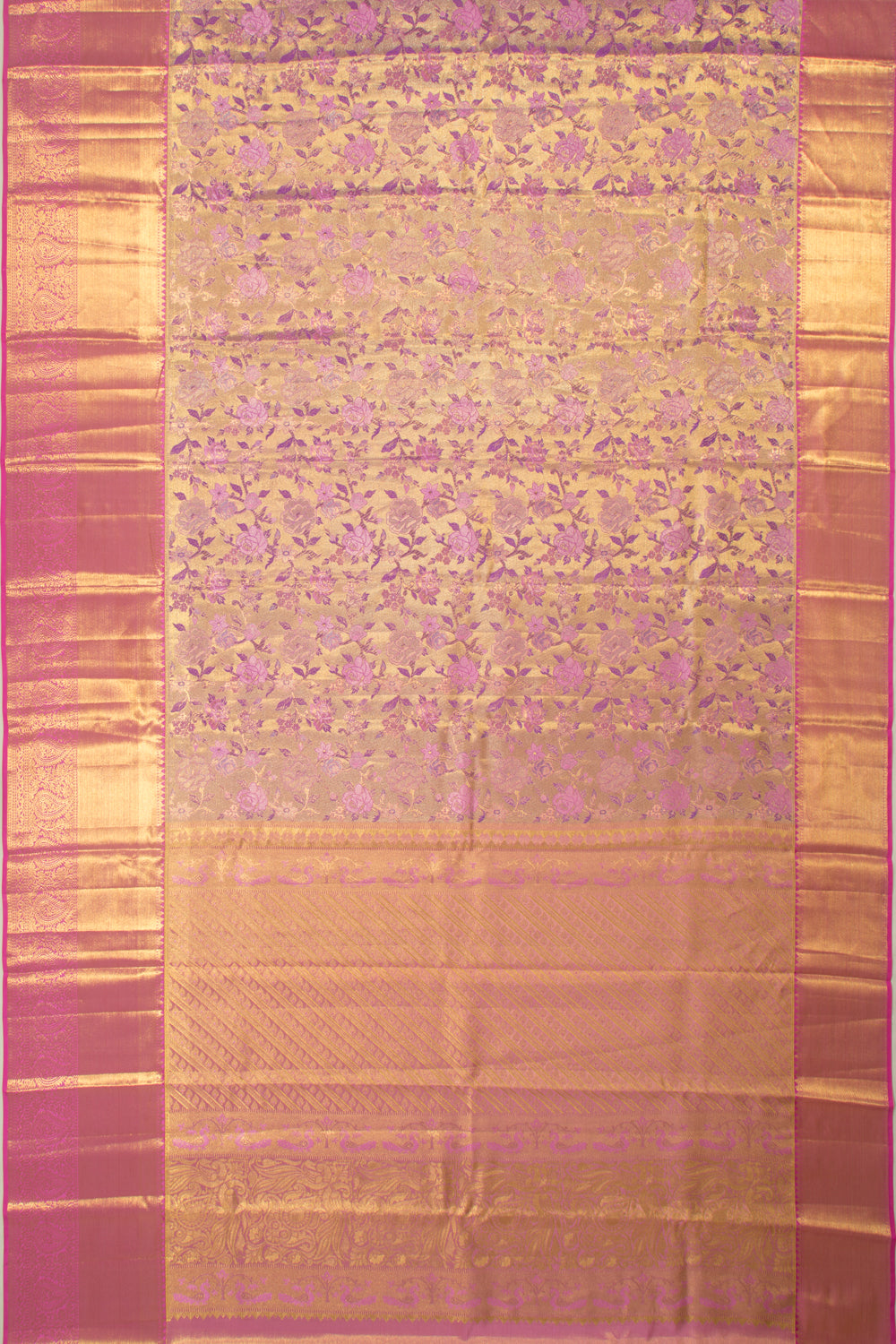 Taranga Kanchi Silk Tissue Brocade Gold Saree