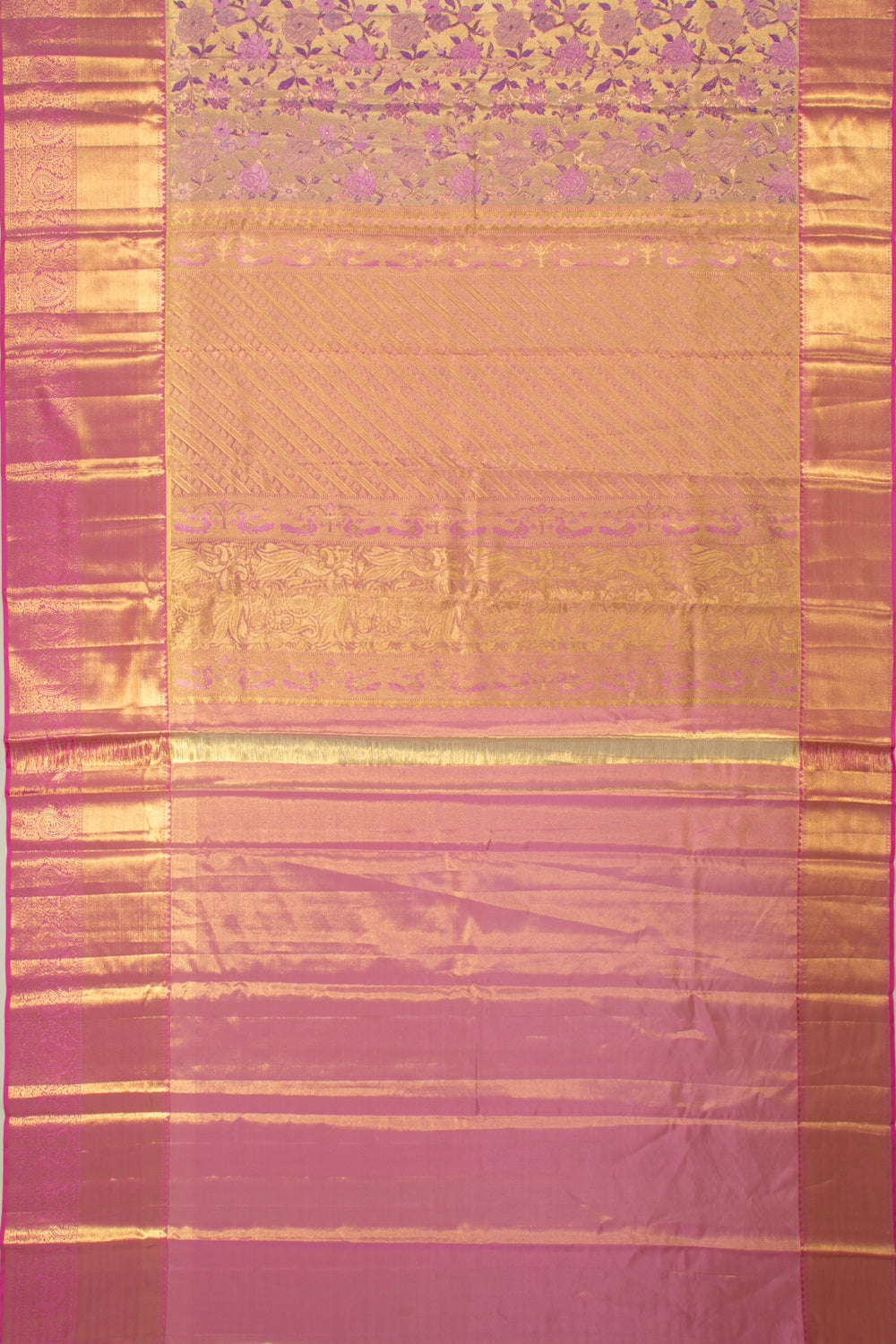Taranga Kanchi Silk Tissue Brocade Gold Saree