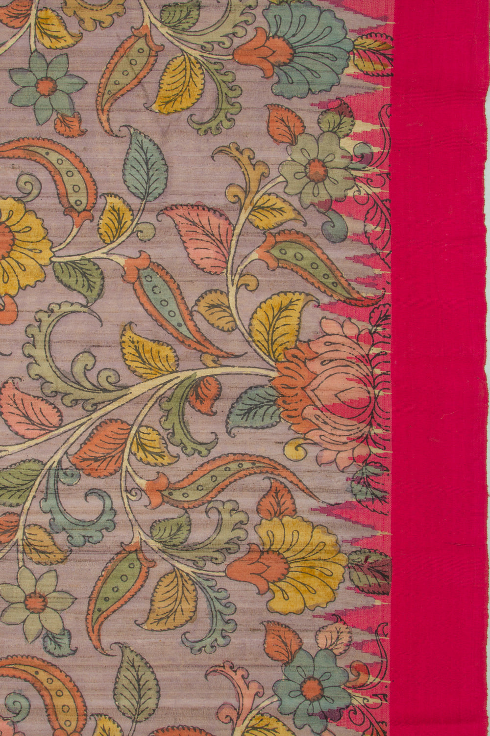 Tussar Kalamkari Handpainted Lilac Saree