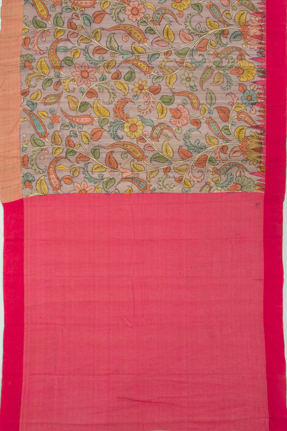 Tussar Kalamkari Handpainted Lilac Saree