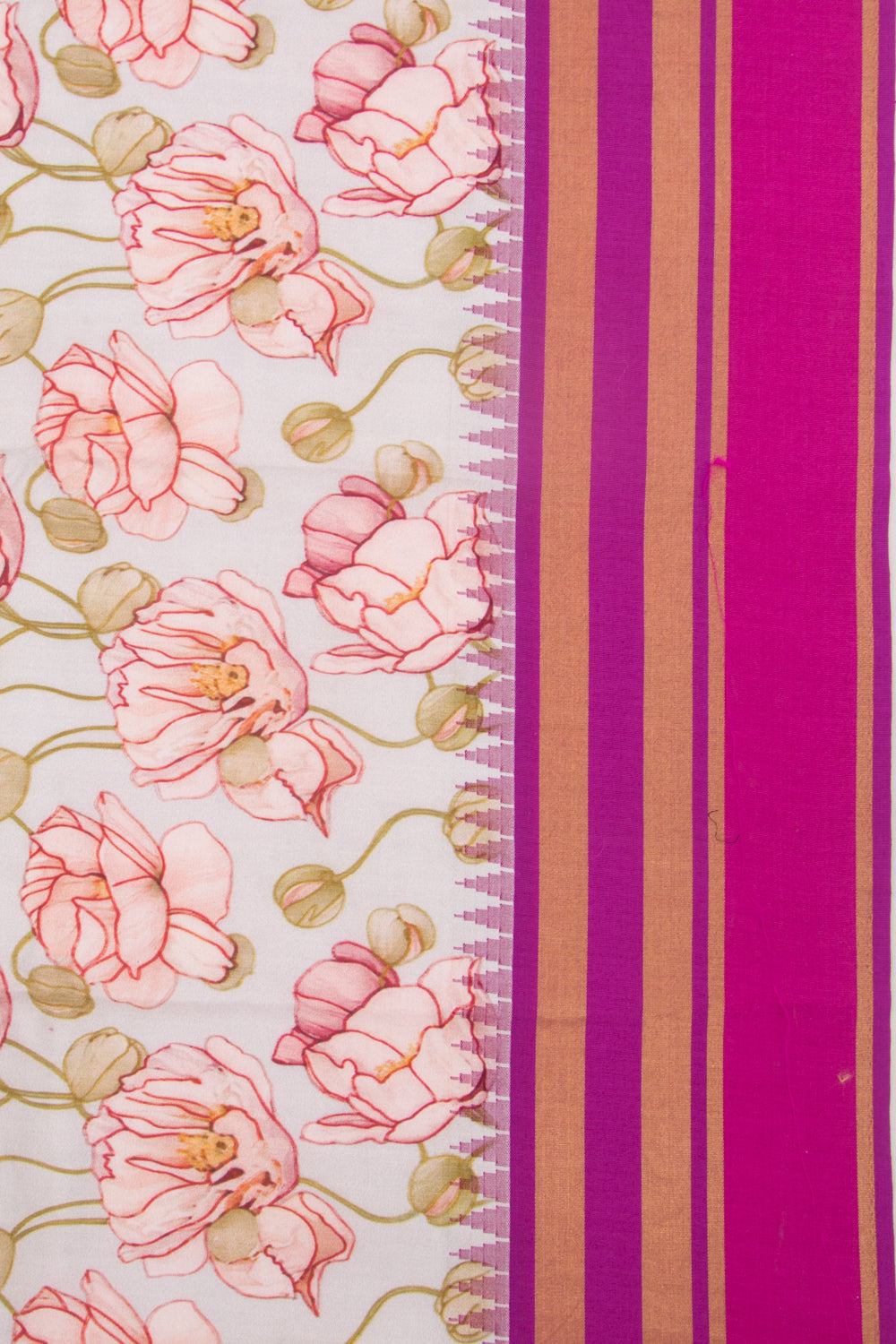 Kanchipuram Silk Floral Printed Pastel Blue Saree