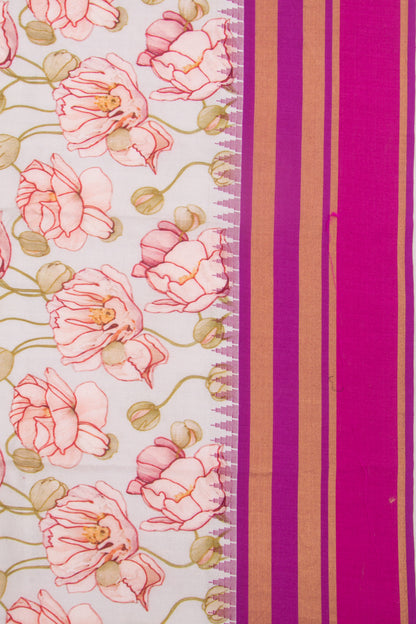 Kanchipuram Silk Floral Printed Pastel Blue Saree