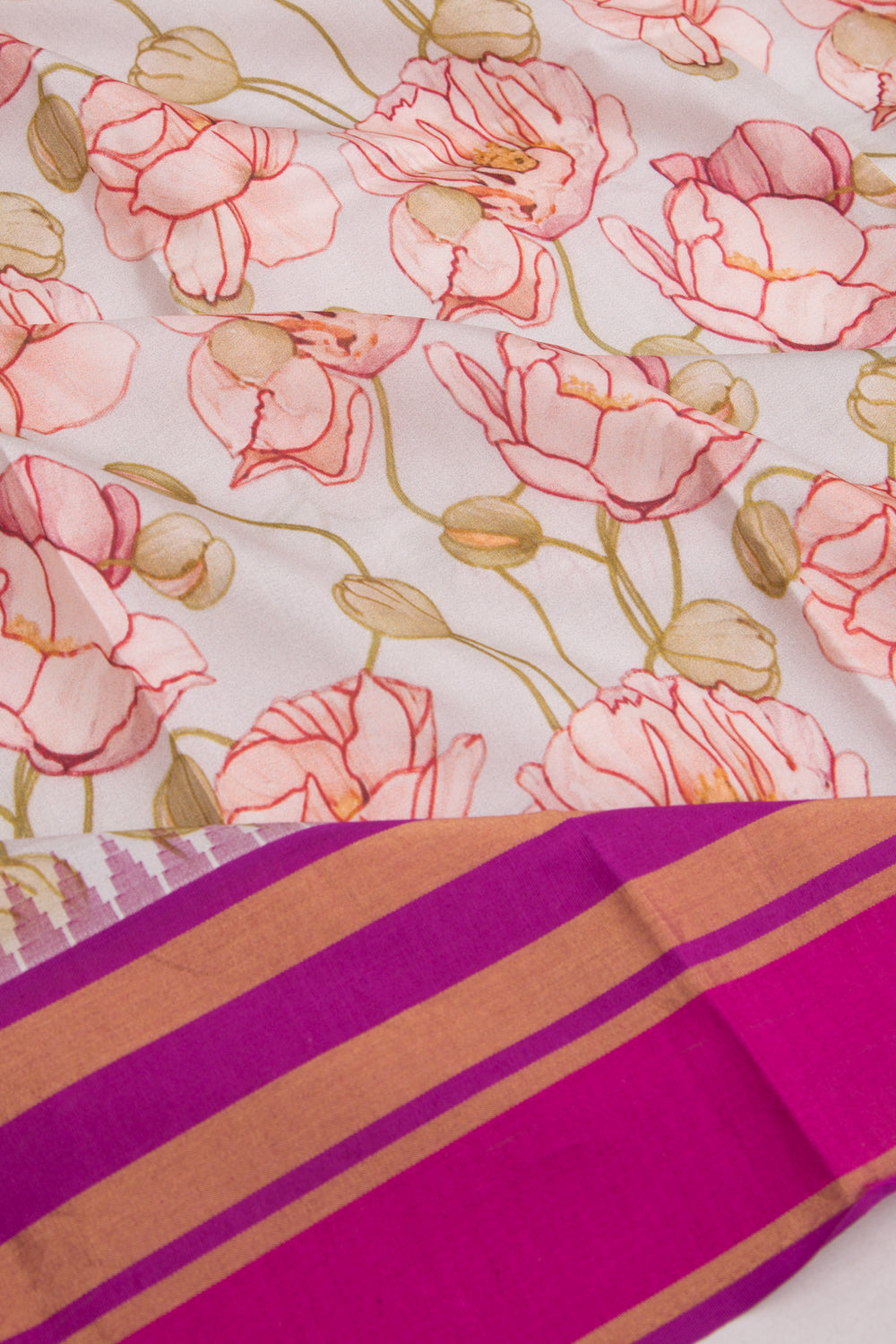 Kanchipuram Silk Floral Printed Pastel Blue Saree