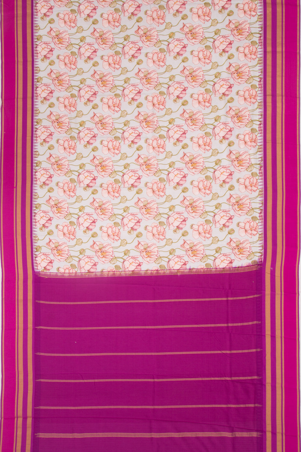 Kanchipuram Silk Floral Printed Pastel Blue Saree