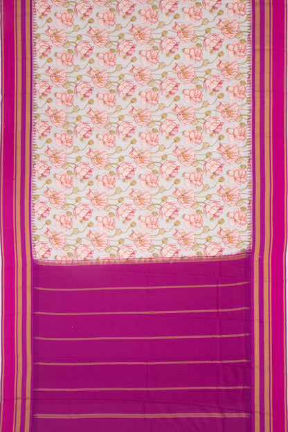 Kanchipuram Silk Floral Printed Pastel Blue Saree