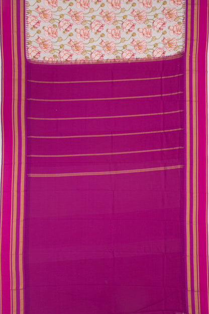 Kanchipuram Silk Floral Printed Pastel Blue Saree