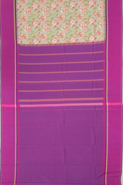 Kanchipuram Silk Floral Printed Pastel Green Saree