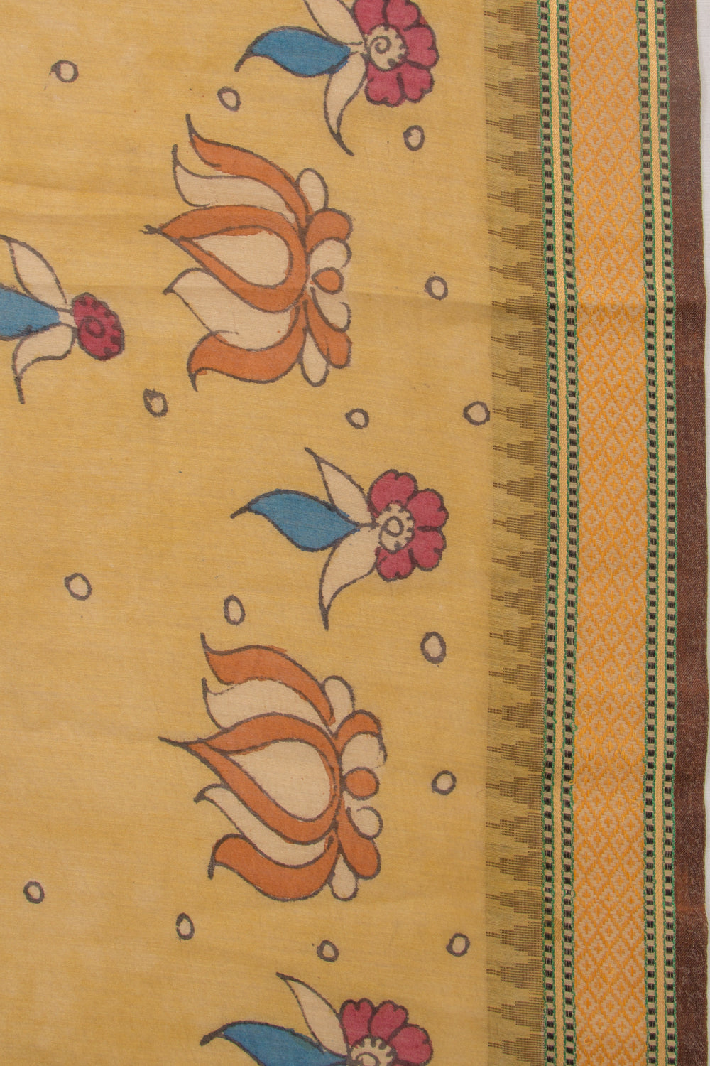 Soft Tussar Kalamkari Handpainted Beige Saree