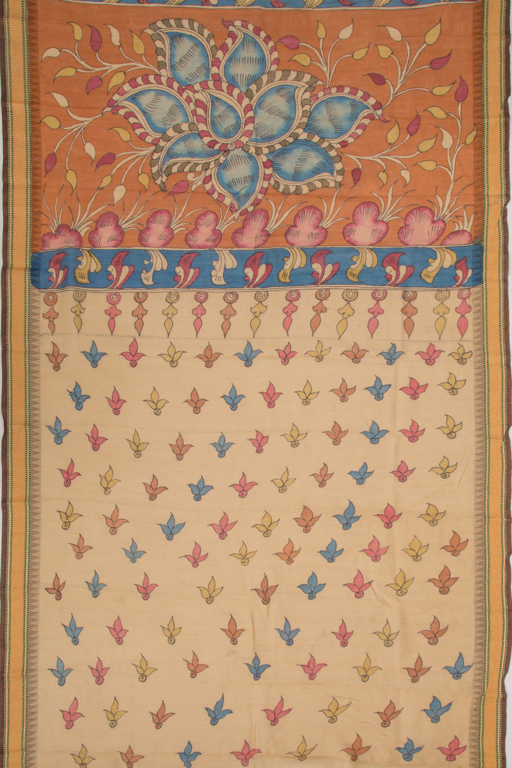 Soft Tussar Kalamkari Handpainted Beige Saree