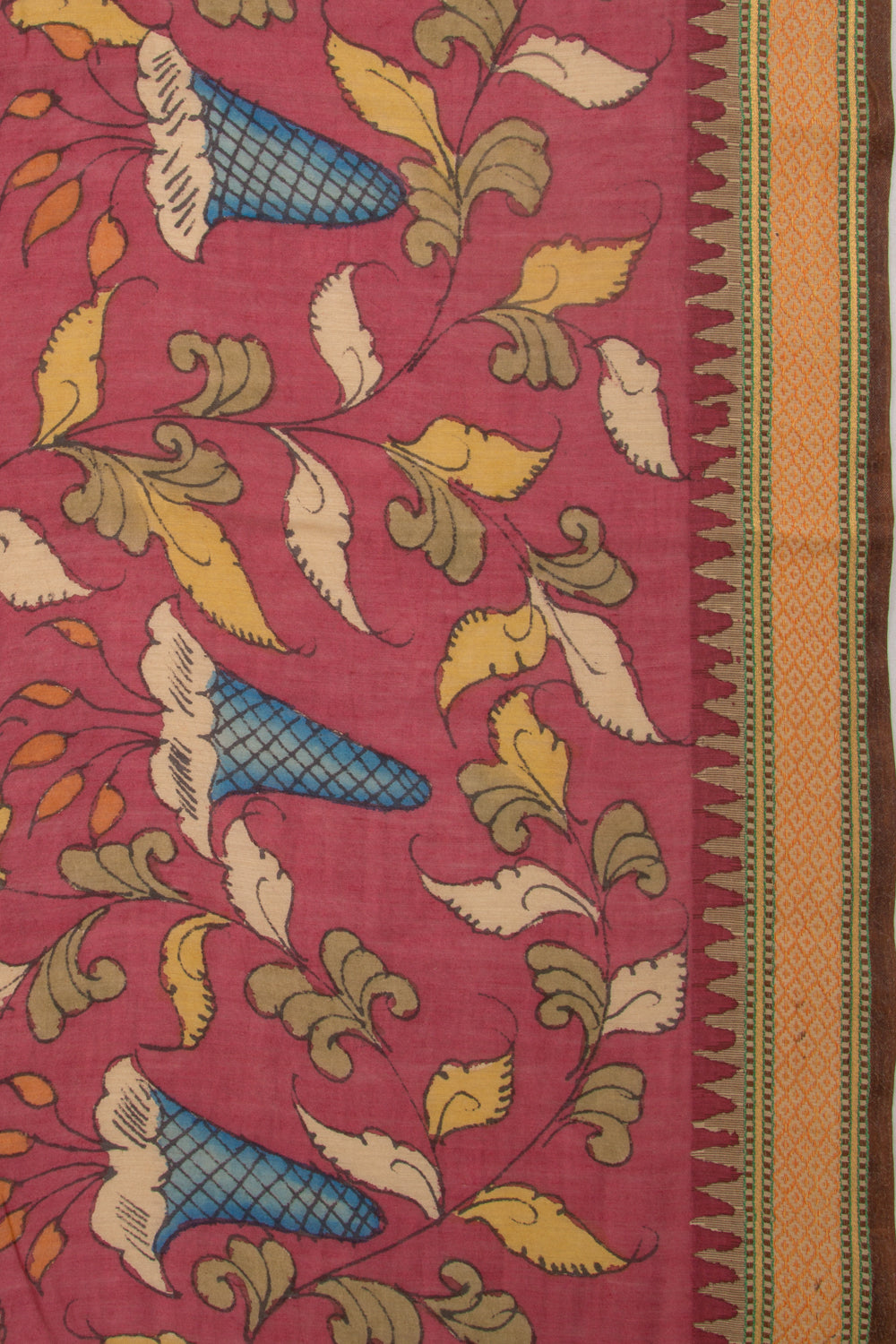 Tussar Kalamkari Handpainted Maroon Saree