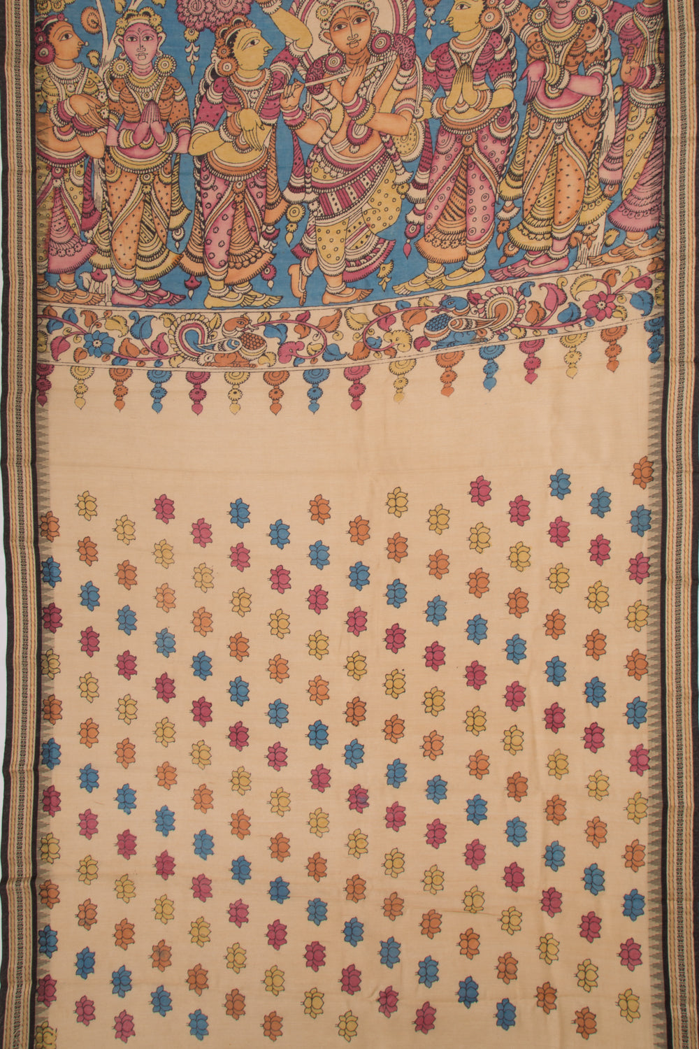 Soft Tussar Kalamkari Handpainted Pink Saree With Vidarbha Border