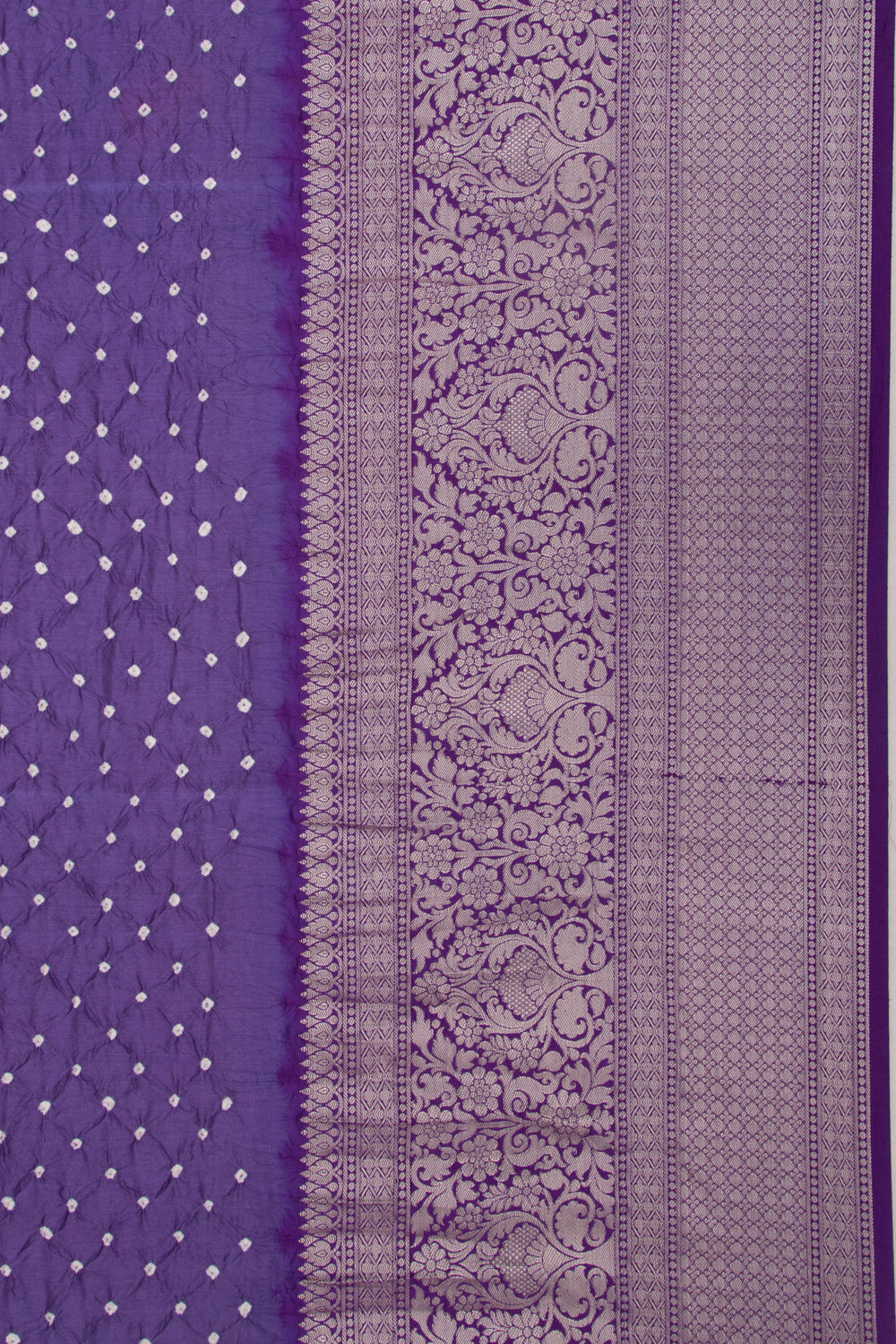 Chiniya Silk Bandhani Violet Saree