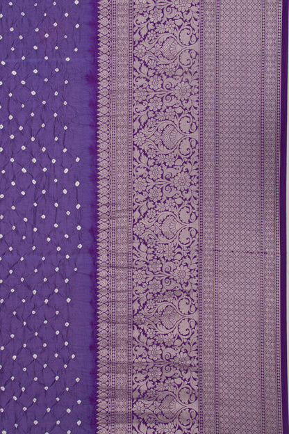 Chiniya Silk Bandhani Violet Saree