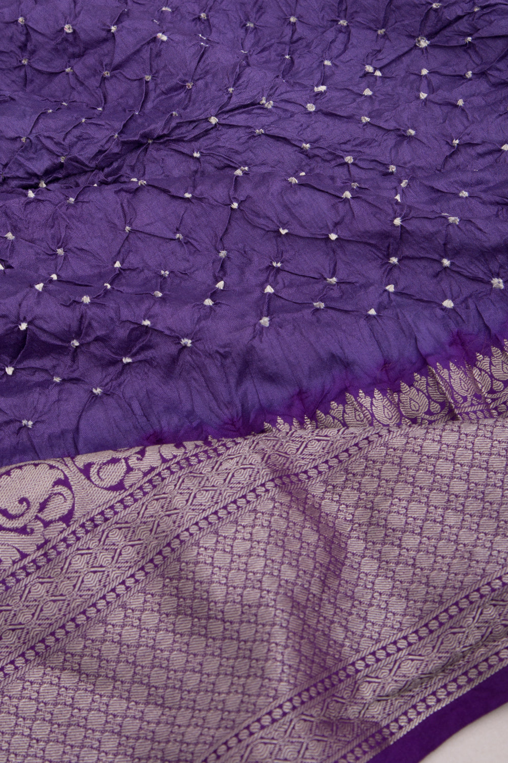 Chiniya Silk Bandhani Violet Saree