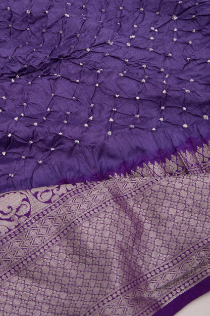 Chiniya Silk Bandhani Violet Saree