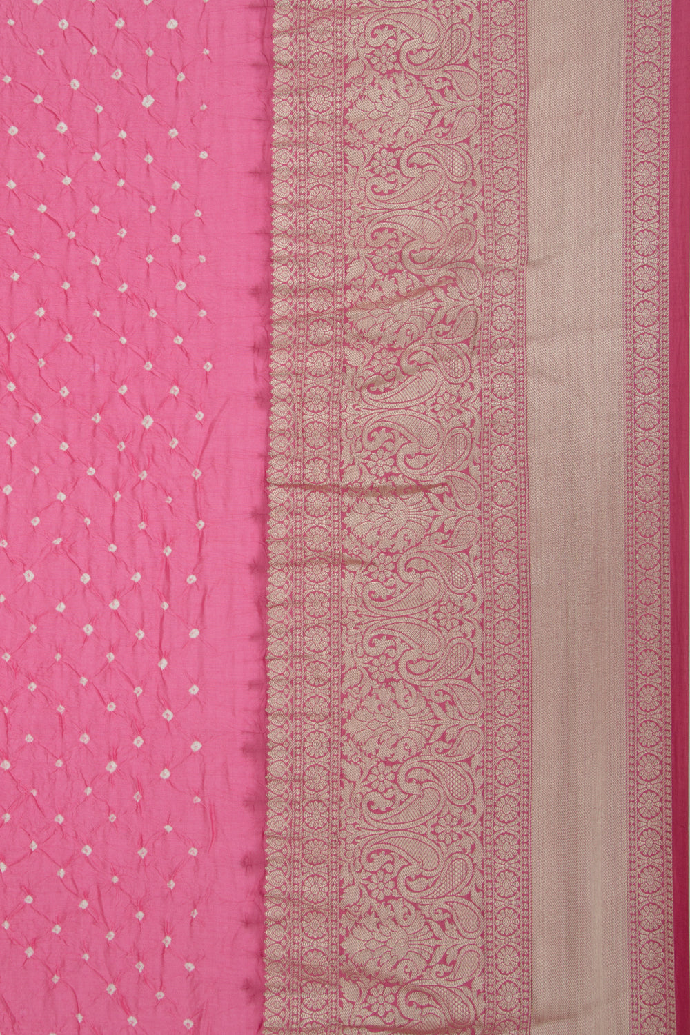 Chiniya Silk Bandhani Pink Saree
