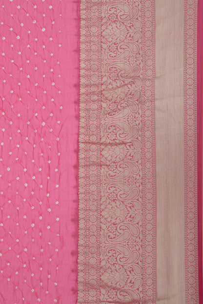 Chiniya Silk Bandhani Pink Saree