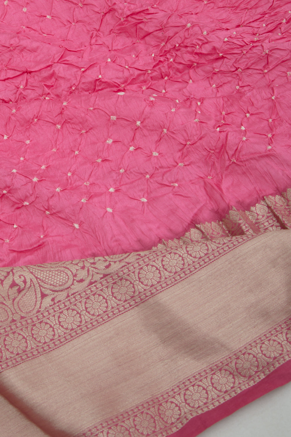 Chiniya Silk Bandhani Pink Saree