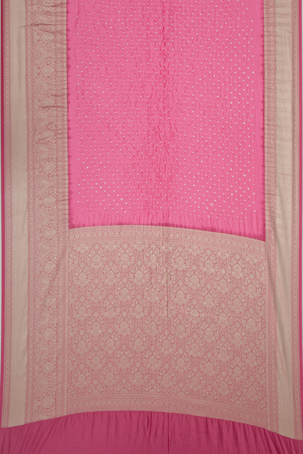 Chiniya Silk Bandhani Pink Saree