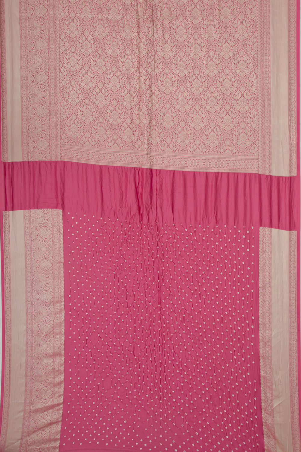 Chiniya Silk Bandhani Pink Saree