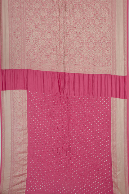Chiniya Silk Bandhani Pink Saree
