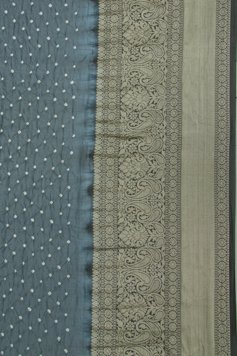 Chiniya Silk Bandhani Grey Saree