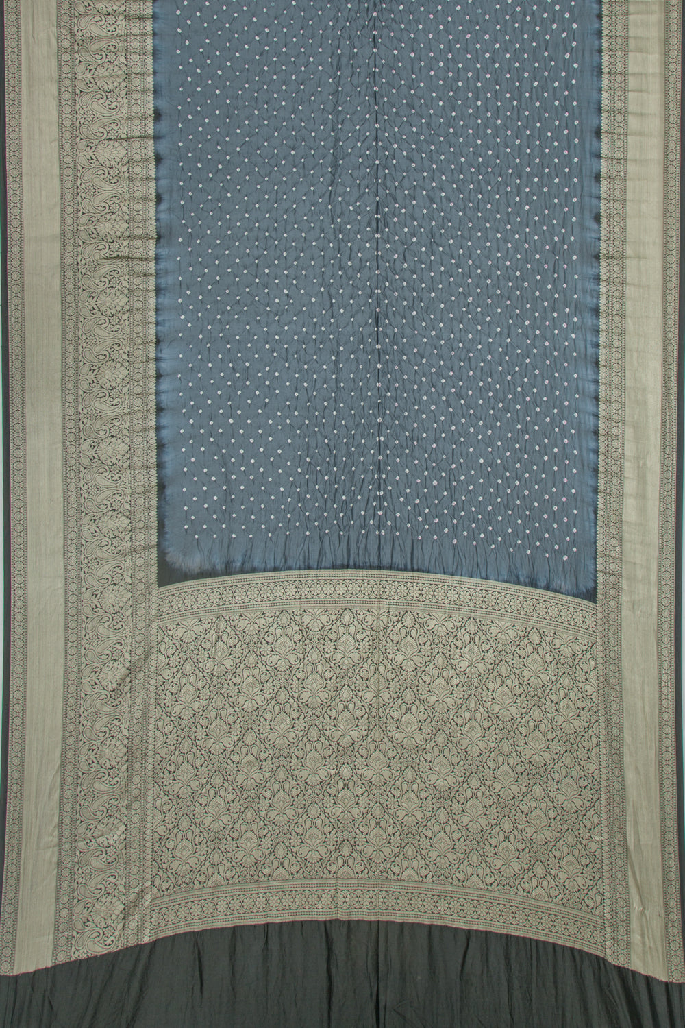 Chiniya Silk Bandhani Grey Saree