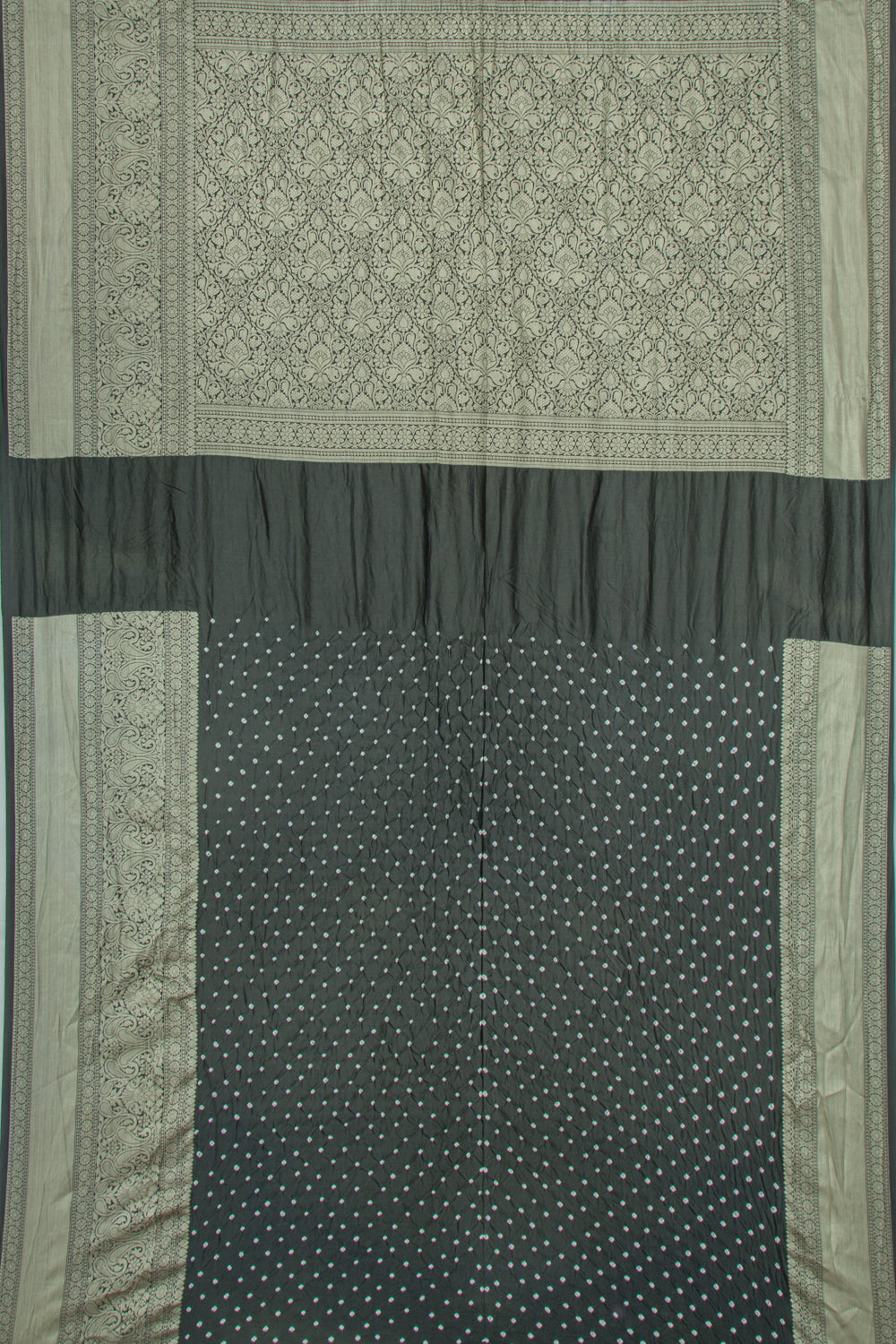 Chiniya Silk Bandhani Grey Saree