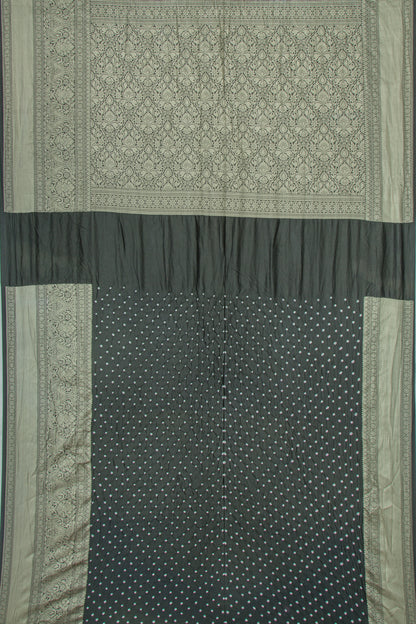 Chiniya Silk Bandhani Grey Saree