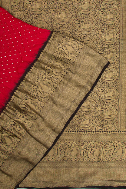 Chiniya Silk Bandhani Red Saree