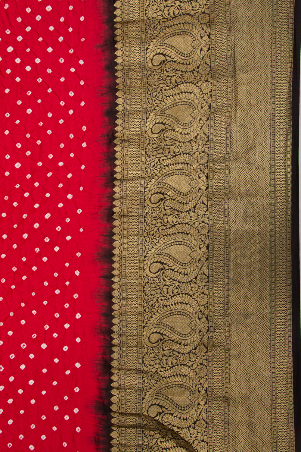 Chiniya Silk Bandhani Red Saree