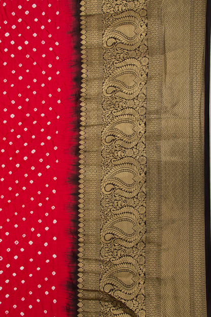 Chiniya Silk Bandhani Red Saree