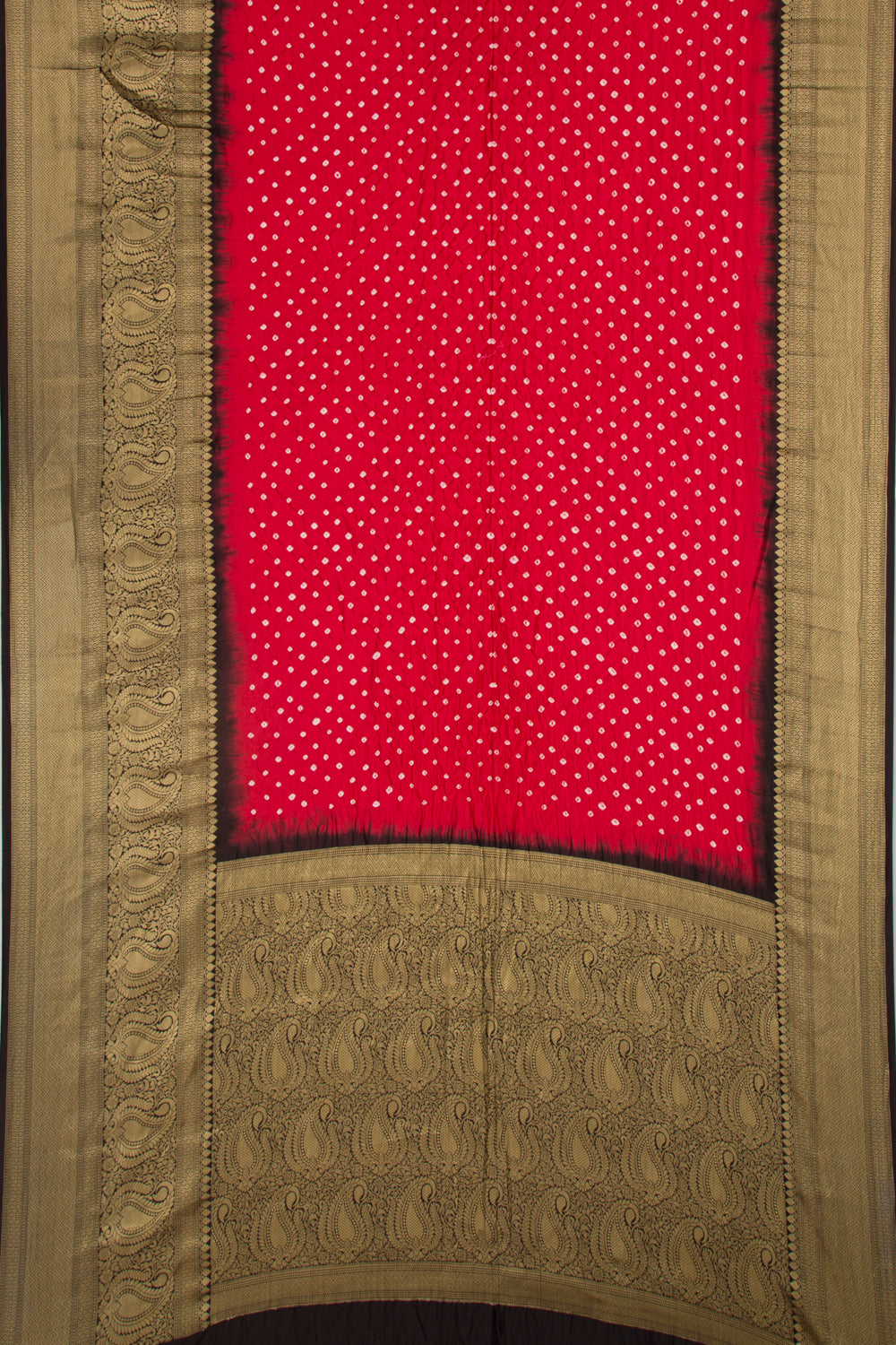 Chiniya Silk Bandhani Red Saree