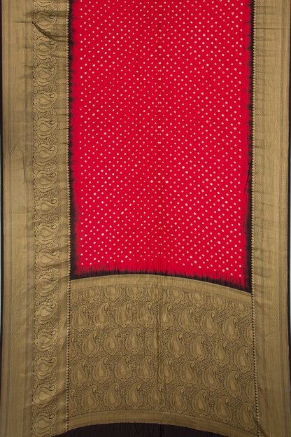 Chiniya Silk Bandhani Red Saree