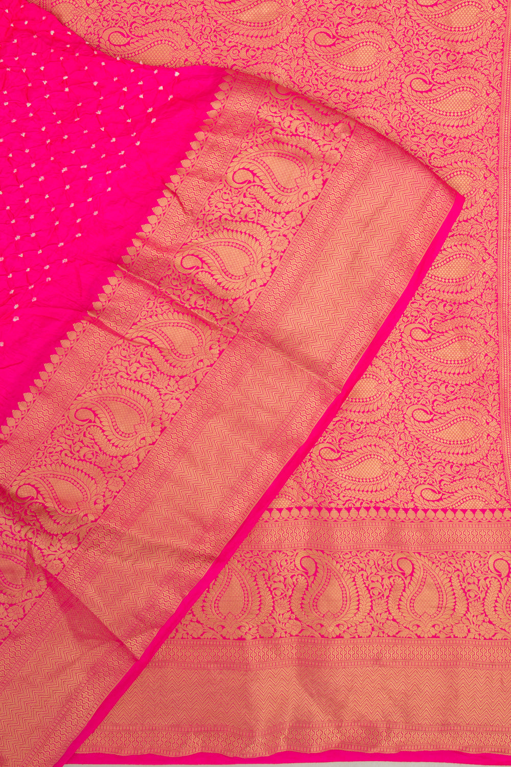 Chiniya Silk Bandhani Pink Saree