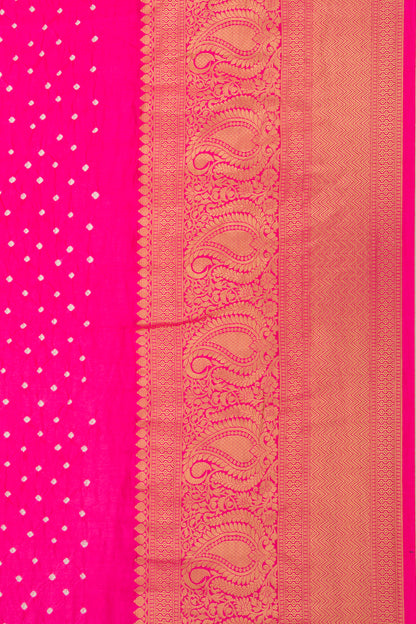 Chiniya Silk Bandhani Pink Saree