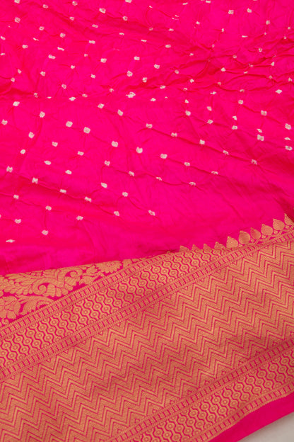 Chiniya Silk Bandhani Pink Saree